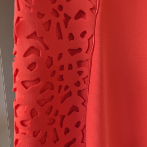 Phoebe Couture Fitted Cutout Lace Orange Red Pencil Chic Mini dress Sz 2 EUC - Picture 6 of 16